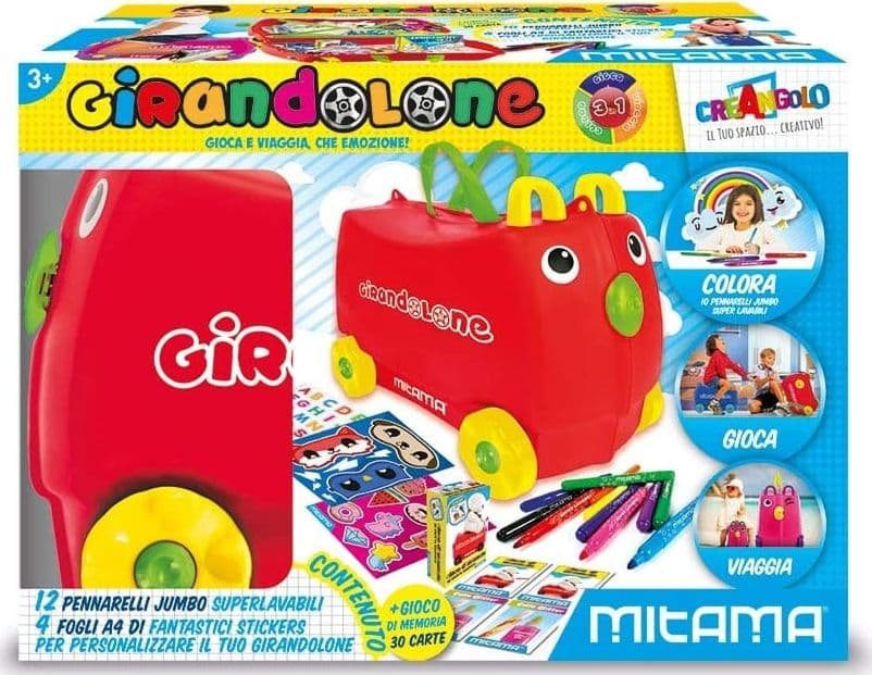 GIOCO GIRANDOLONE VALIGIA CON PENNARELLI STICKERS GIOCO MEMO CARTE MITAMA ROSA - 3