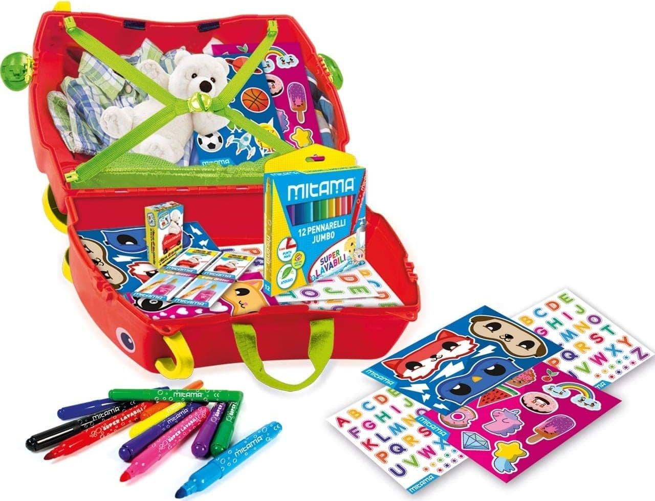 GIOCO GIRANDOLONE VALIGIA CON PENNARELLI STICKERS GIOCO MEMO CARTE MITAMA ROSA - 4