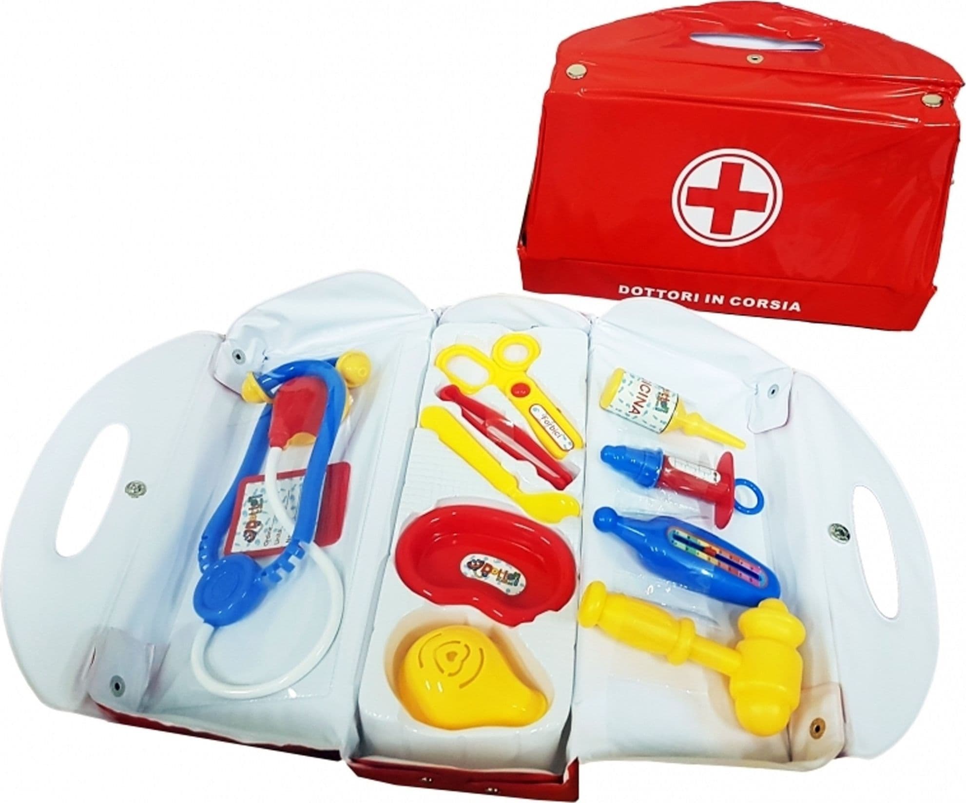 VALIGETTA DOTTORI IN CORSIA STETOSCOPIO FORBICE SIRINGA MARTELLETTO GIOCO BAMBINI