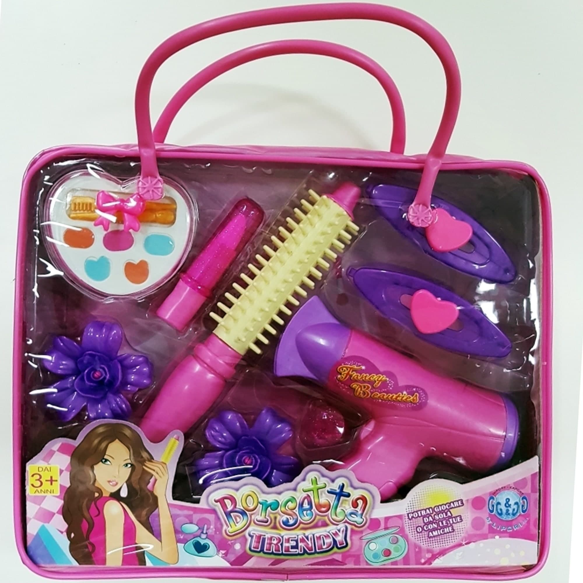 BORSETTA TRENDY BEAUTY PHON FERRO SPAZZOLA MOLLETTE TRUCCO FINTO GIOCO BAMBINE