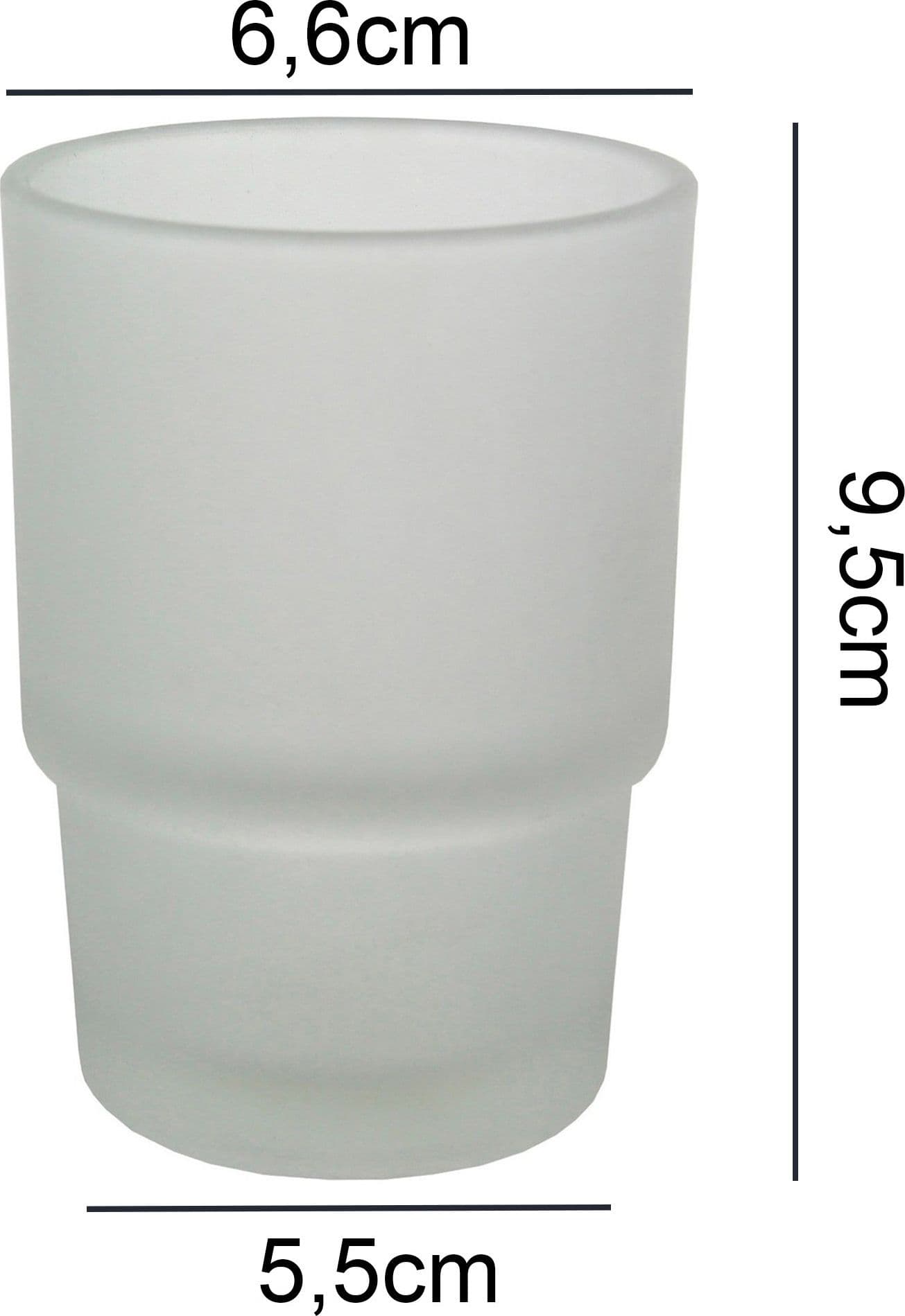 BICCHIERE RICAMBIO PORTA SPAZZOLINO IN VETRO SATINATO BAGNO ACCESSORI 9,5X6,7 CM - 2