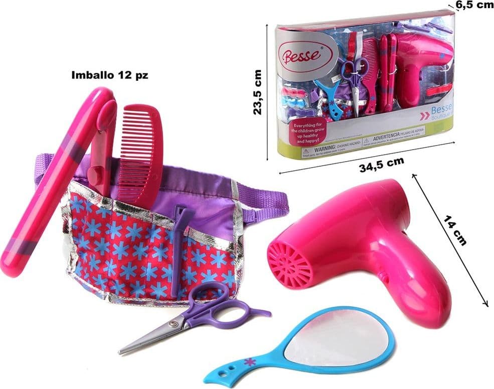 SET PARRUCCHIERA PER BAMBINI CON PHONE PIASTRA SPECCHIO E ACCESSORI PER CAPELLI - 2