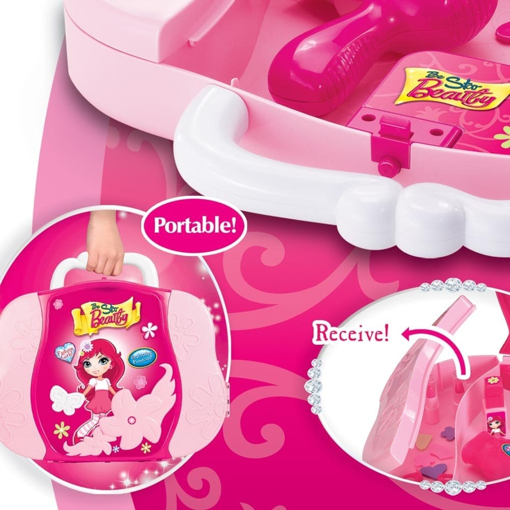 VALIGETTA PROIETTORE SPECCHIERA CENTRO BELLEZZA PER BAMBINE GIOCATTOLO PORTATILE - 2