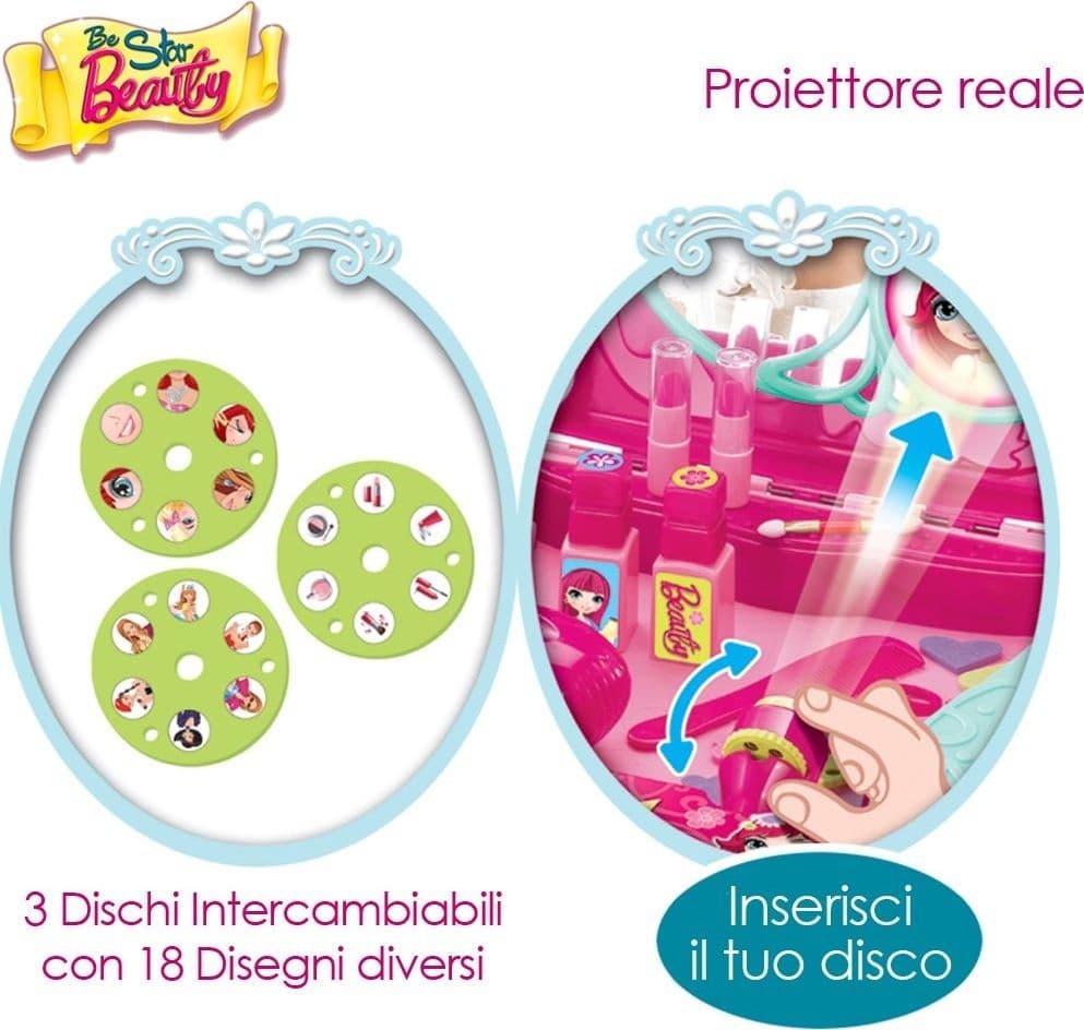 VALIGETTA PROIETTORE SPECCHIERA CENTRO BELLEZZA PER BAMBINE GIOCATTOLO PORTATILE - 5