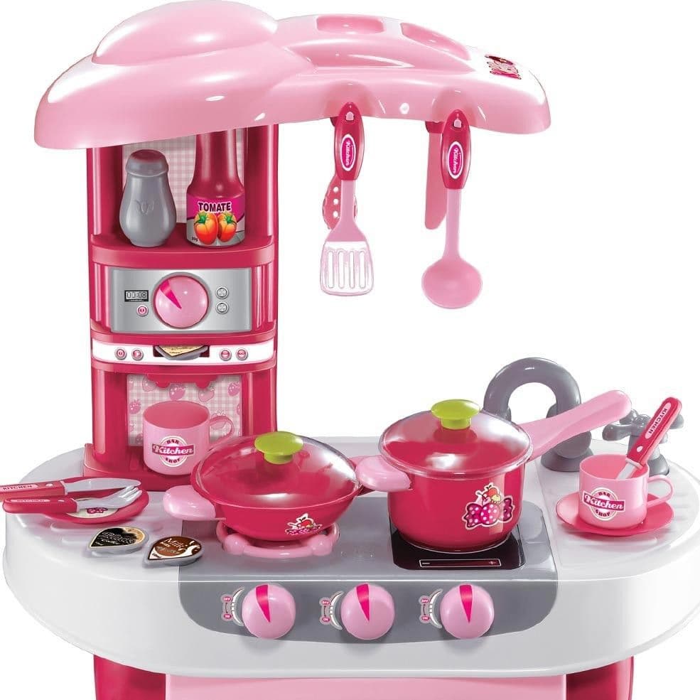 CUCINA PER BAMBINE GIOCATTOLO 31 ACCESSORI CON STOVIGLIE LUCI SUONI ALTEZZA 70CM - 2
