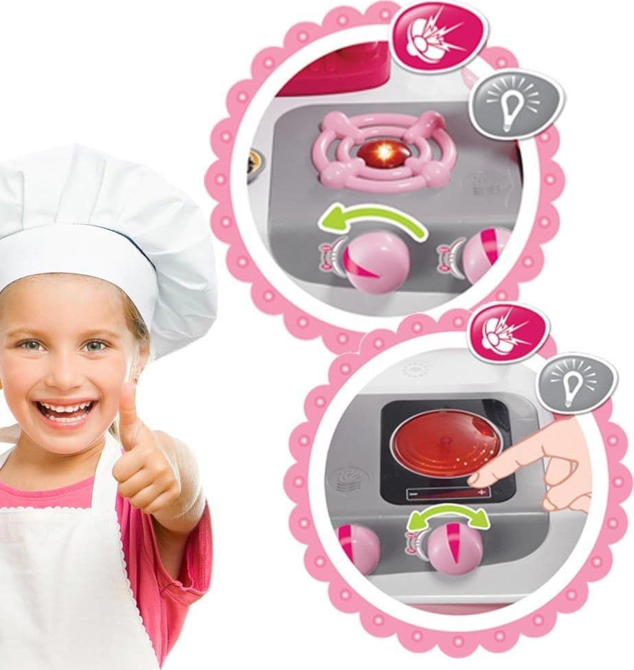 CUCINA PER BAMBINE GIOCATTOLO 31 ACCESSORI CON STOVIGLIE LUCI SUONI ALTEZZA 70CM - 3