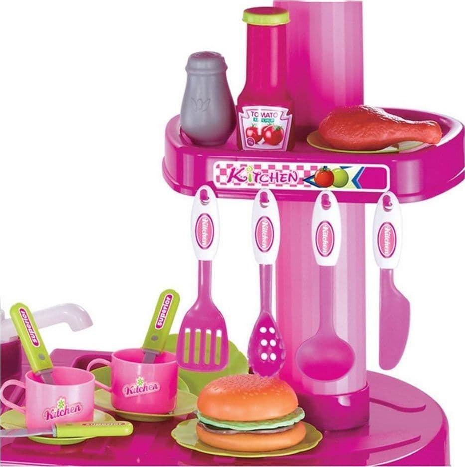 CUCINA PER BAMBINE GIOCATTOLO 69 ACCESSORI CON STOVIGLIE LUCI SUONI ALTEZZA 80CM - 2
