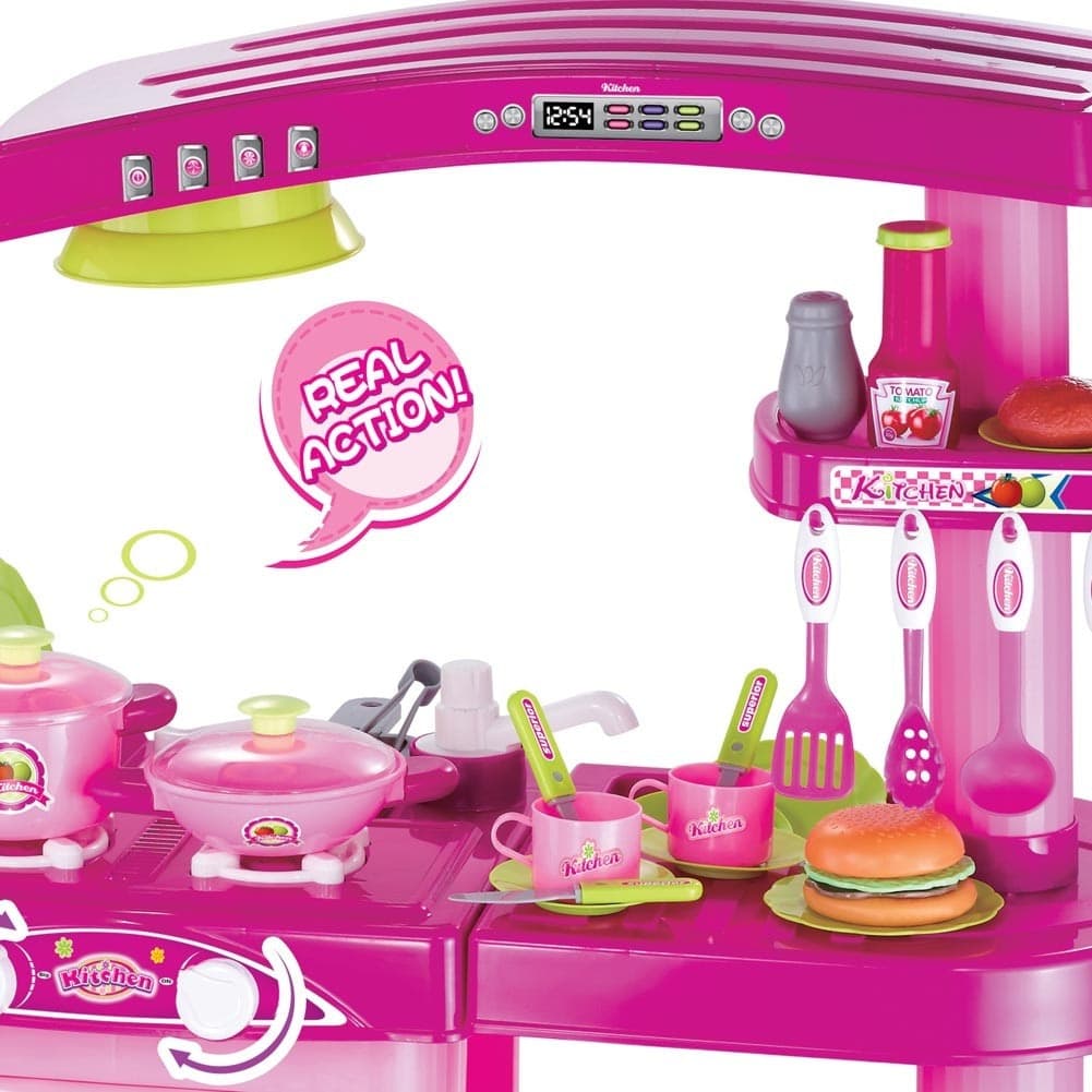 CUCINA PER BAMBINE GIOCATTOLO 69 ACCESSORI CON STOVIGLIE LUCI SUONI ALTEZZA 80CM - 5
