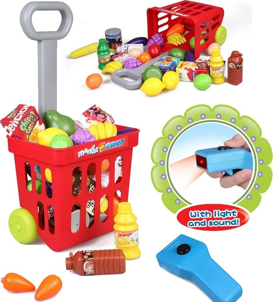 GIOCO SUPERMARKET NEGOZIO PER BAMBINI CON REGISTRATORE DI CASSA E TROLLEY SPESA - 3