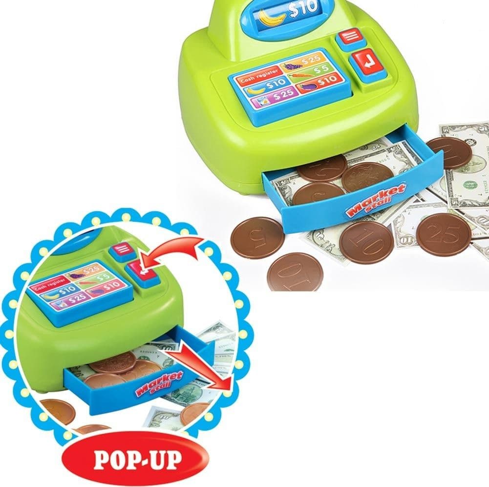 GIOCO SUPERMARKET NEGOZIO PER BAMBINI CON REGISTRATORE DI CASSA E TROLLEY SPESA - 4