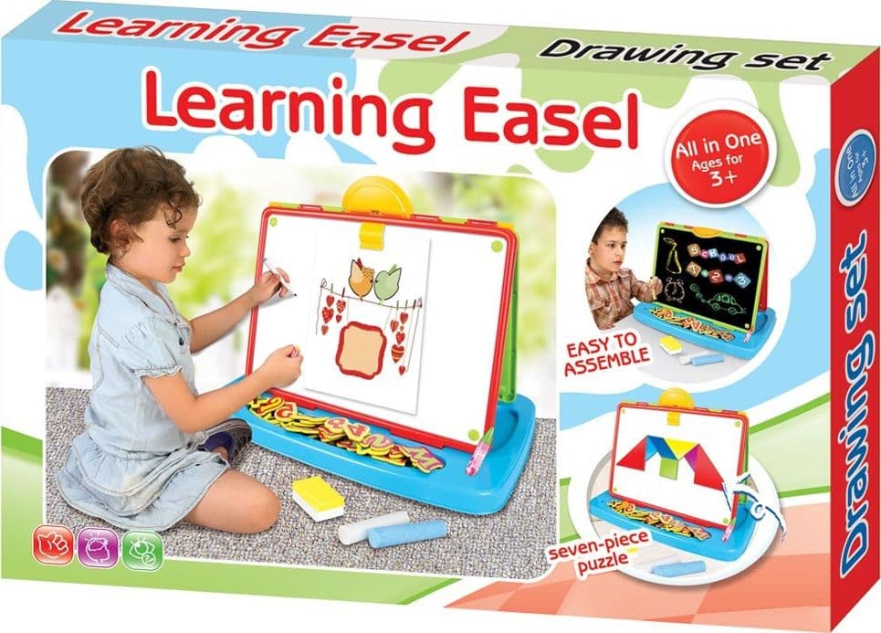 DOPPIA LAVAGNA CON SUPPORTO DA TAVOLO CON ACCESSORI PUZZLE LETTERE E NUMERI - 2