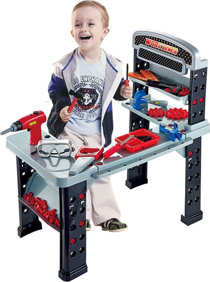 PLAYSET ATTREZZI DA LAVORO GIOCATTOLO BAMBINI BANCO ESTENSIBILE CON TRAPANO - 4