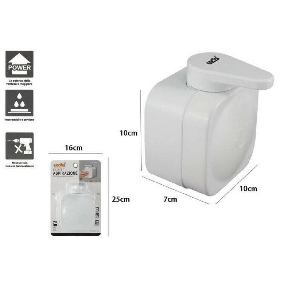 PORTA SAPONE LIQUIDO DISPENSER A PARETE A VENTOSA BIANCO ACCESSORI BAGNO 59546 - 2