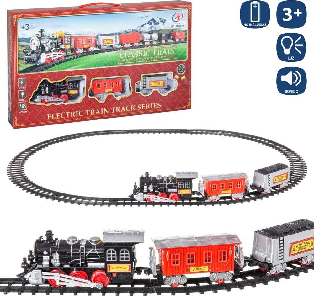 PISTA TRENO TRENINO PER BAMBINI 250CM CON BINARI LOCOMOTIVA 2 VAGONI LUCI SUONI - 2