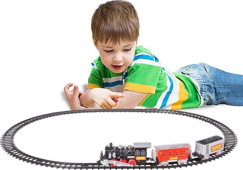 PISTA TRENO TRENINO PER BAMBINI 250CM CON BINARI LOCOMOTIVA 2 VAGONI LUCI SUONI - 3