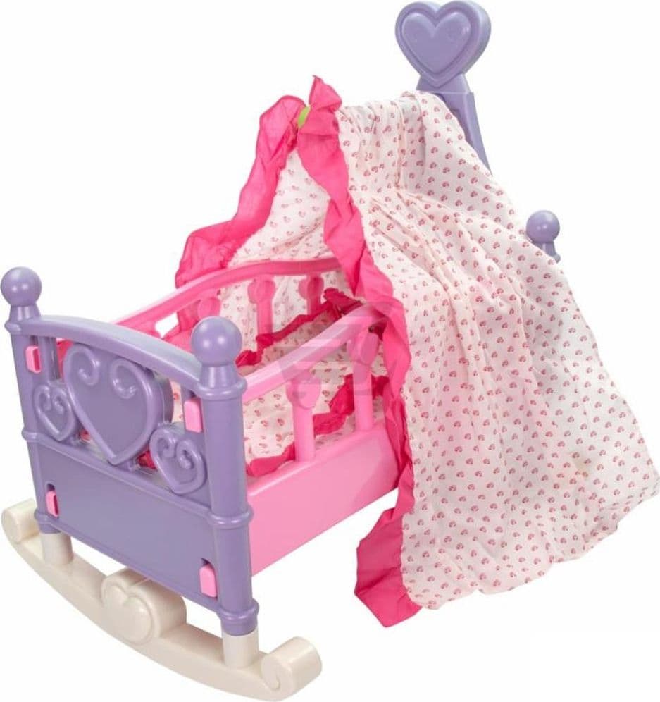 LETTINO PER BAMBOLE BALDACCHINO LETTO CULLA BAMBOLOTTI CON BIANCHERIA E CUSCINO - 3