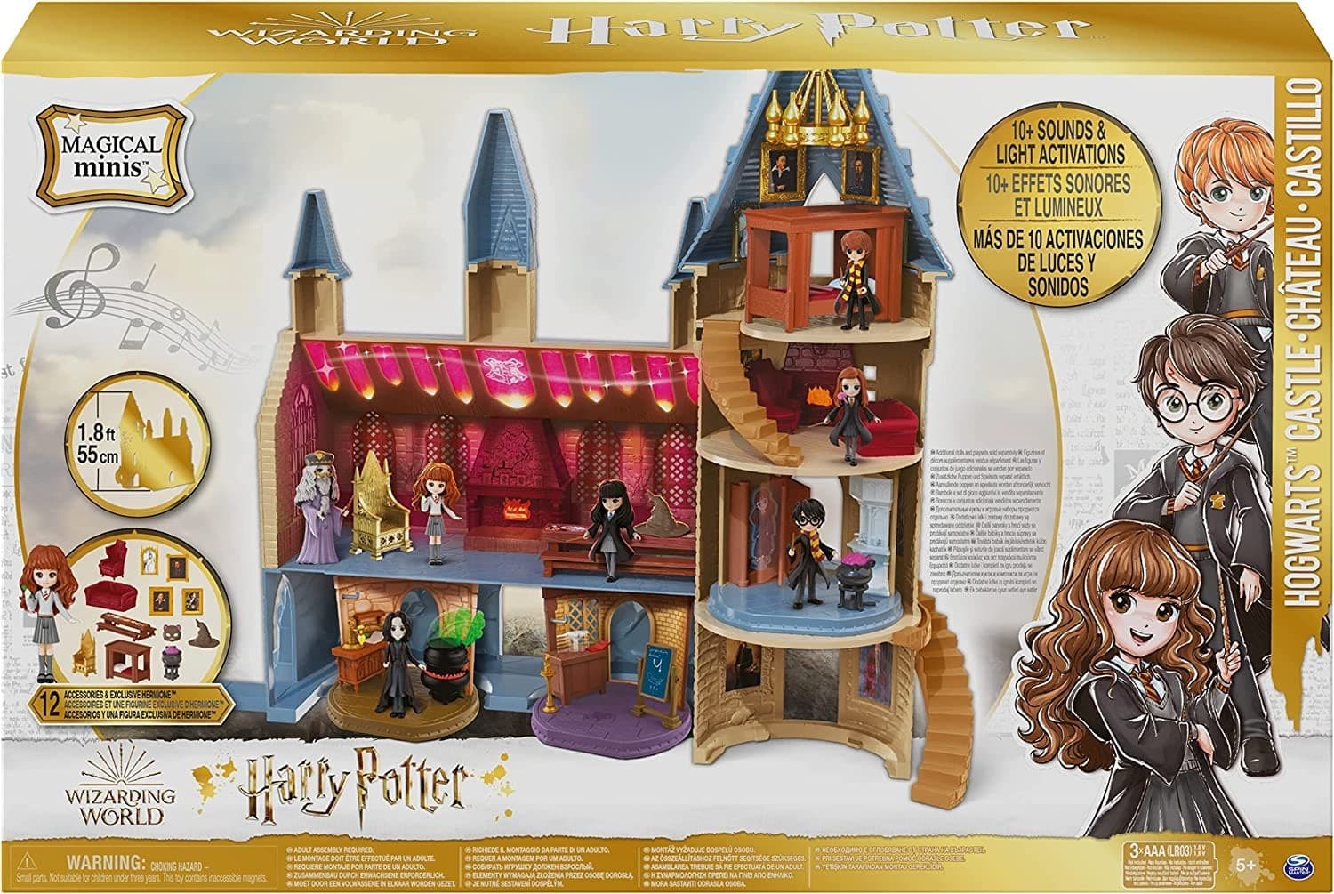 CASTELLO DI HOGWARTS HARRY POTTER CON 12 ACCESSORI LUCI E SUONI BAMBOLA HERMIONE - 9
