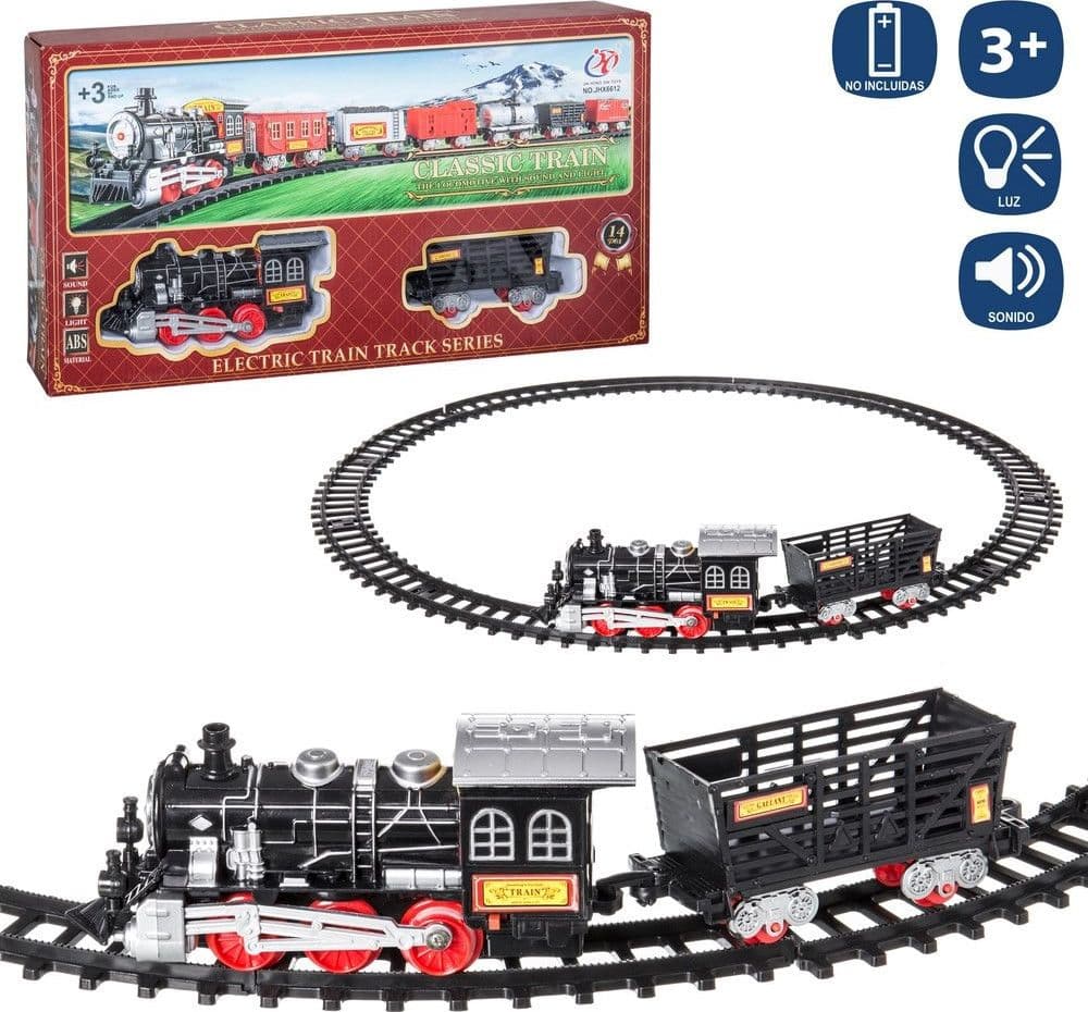 PISTA TRENO TRENINO PER BAMBINI 204CM CON BINARI LOCOMOTIVA VAGONE LUCI E SUONI - 2