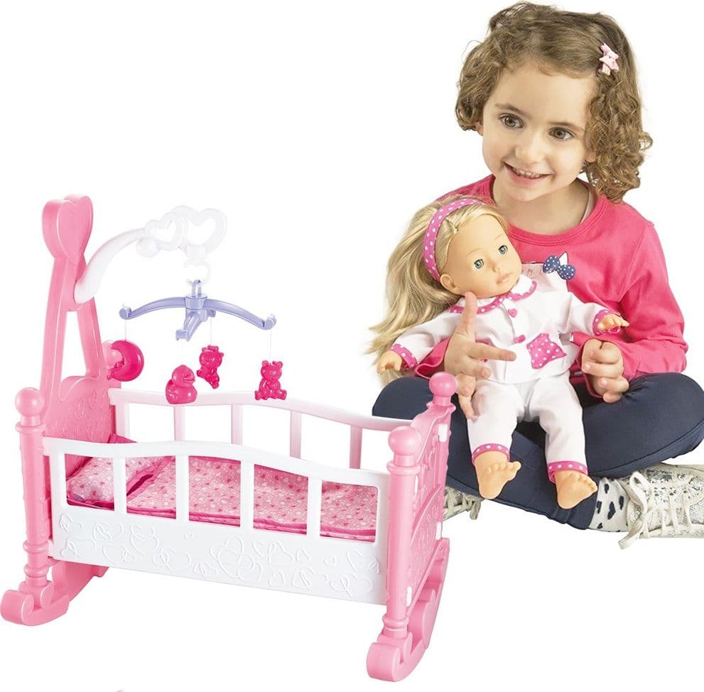 CULLA PER BAMBOLE LETTINO CULLETTA BAMBOLOTTO CON GIOSTRINA E ACCESSORI GIOCO - 2