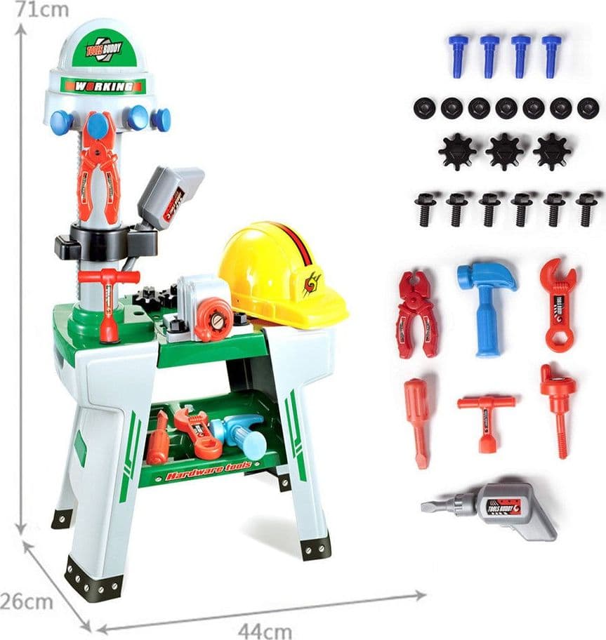 BANCO OFFICINA CON ELMETTO MORSA DA BANCO ATTREZZI DA LAVORO E 38 ACCESSORI 70CM - 3