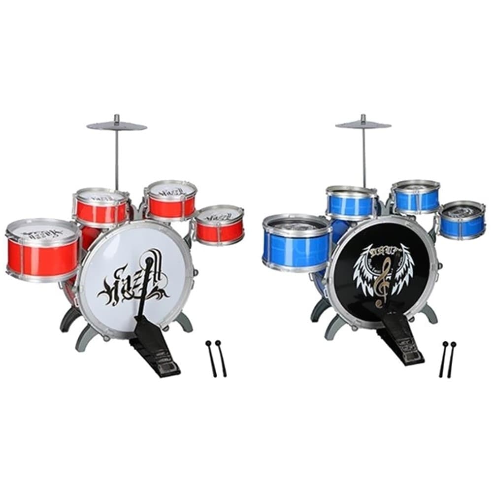 BATTERIA MUSICALE GIOCATTOLO PER BAMBINI 4 TAMBURI PIATTO E BACCHETTE 2 COLORI - 2