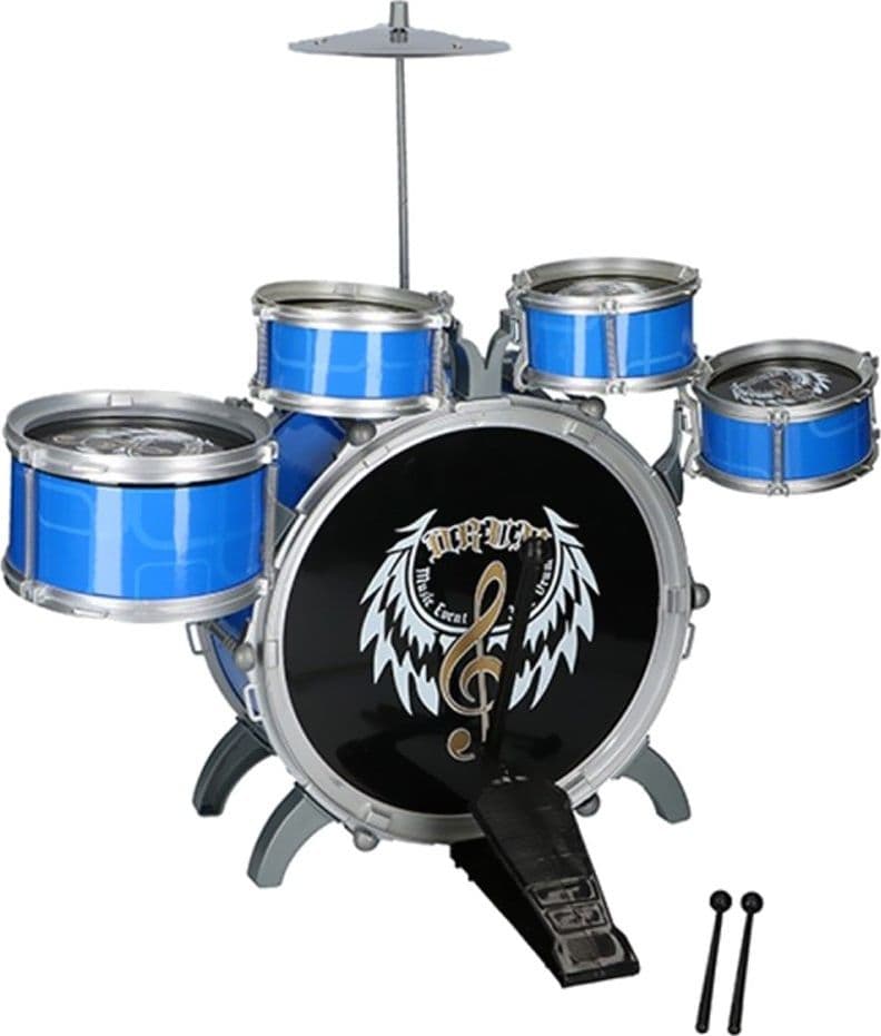 BATTERIA MUSICALE GIOCATTOLO PER BAMBINI 4 TAMBURI PIATTO E BACCHETTE 2 COLORI - 3