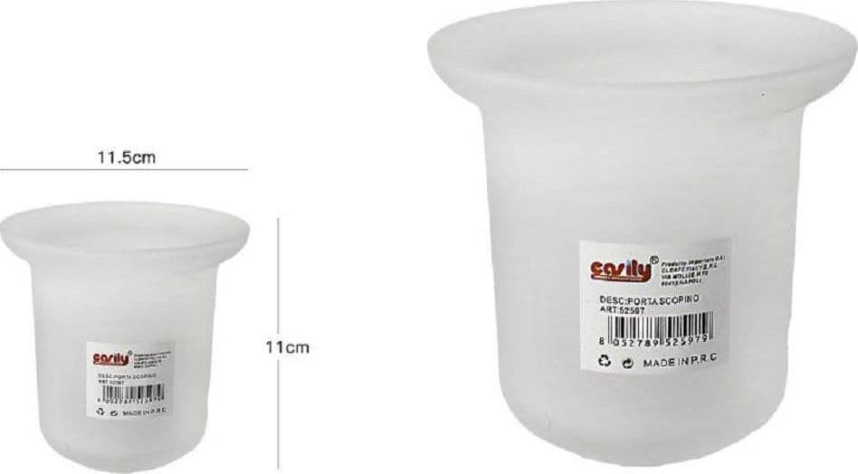 BICCHIERE DI RICAMBIO PORTA SCOPINO WC IN VETRO SATINATO BAGNO ACCESSORI 52597 - 2