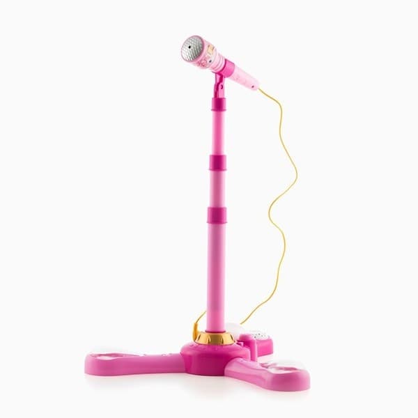 MICROFONO CON ASTA IN PLASTICA ROSA CON LUCI E SUONI INGRESSO MP3 SMARTPHONE - 2