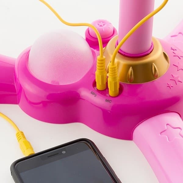 MICROFONO CON ASTA IN PLASTICA ROSA CON LUCI E SUONI INGRESSO MP3 SMARTPHONE - 3