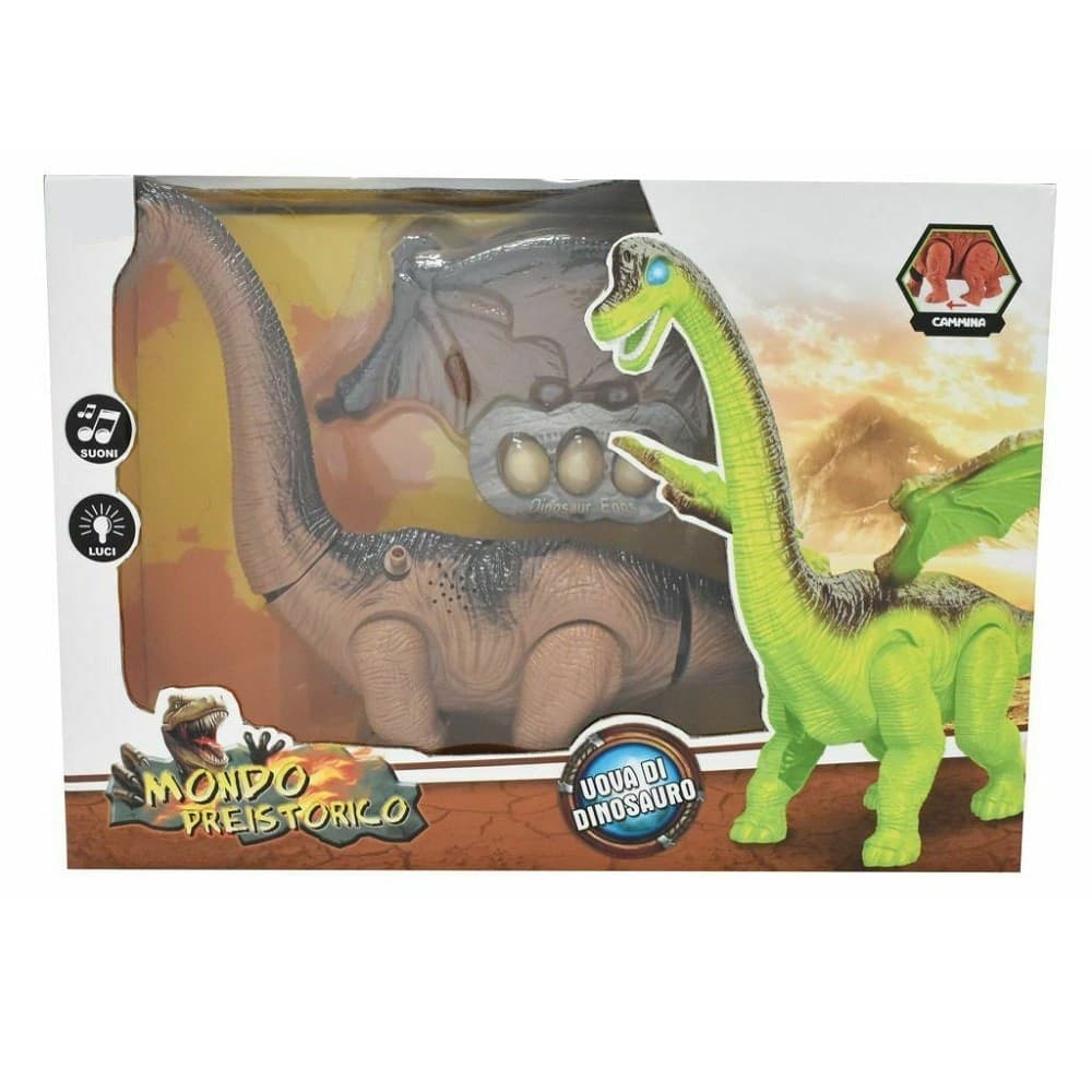 MONDO PREISTORICO DINOSAURO CON UOVA LUCI E SUONI GIOCATTOLO GIOCO BAMBINI