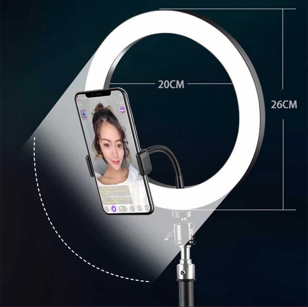 ANELLO LUCE LED FOTOGRAFIA MAKEUP VIDEO DIFFUSORE CIRCOLARE 10" 26CM DIMMERABILE - 3
