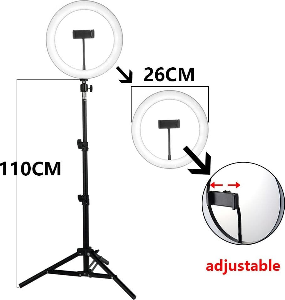 ANELLO LUCE LED FOTOGRAFIA MAKEUP VIDEO DIFFUSORE CIRCOLARE 10" 26CM DIMMERABILE - 6