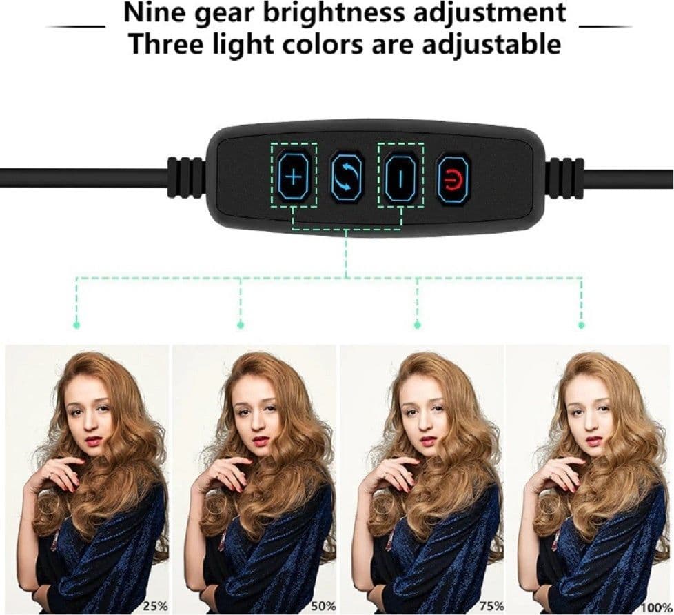 ANELLO LUCE LED FOTOGRAFIA MAKEUP VIDEO DIFFUSORE CIRCOLARE 10" 26CM DIMMERABILE - 7