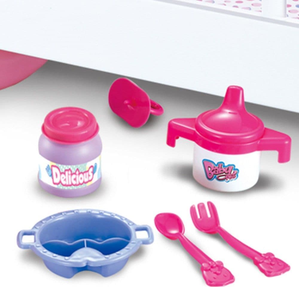 CULLA PER BAMBOLE LETTINO CULLETTA BAMBOLOTTO CON GIOSTRINA E ACCESSORI PAPPA - 3