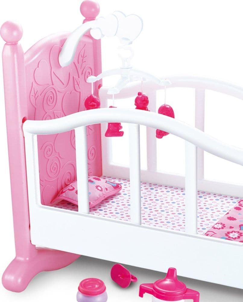 CULLA PER BAMBOLE LETTINO CULLETTA BAMBOLOTTO CON GIOSTRINA E ACCESSORI PAPPA - 4