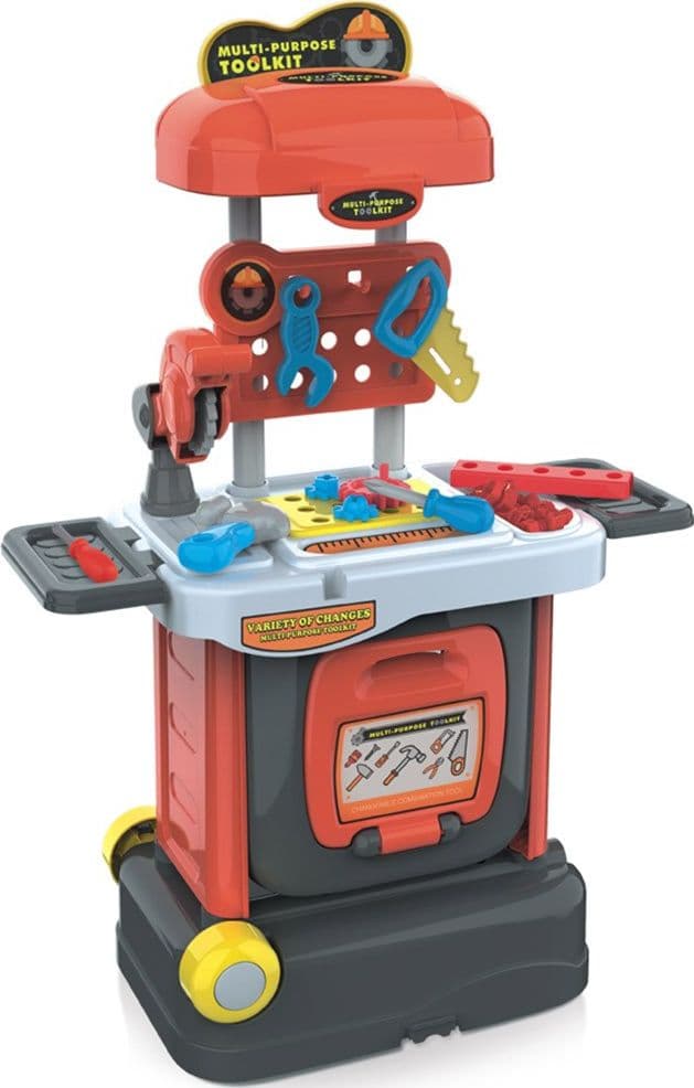 BANCO ATTREZZI GIOCATTOLO BAMBINI CON SEGA FUNZIONANTE RICHIUDIBILE IN TROLLEY - 2
