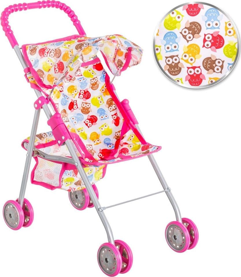 PASSEGGINO CARROZZINA PER BAMBOLE GIOCATTOLO BAMBINI PIEGHEVOLE CON CAPPOTTINA - 2