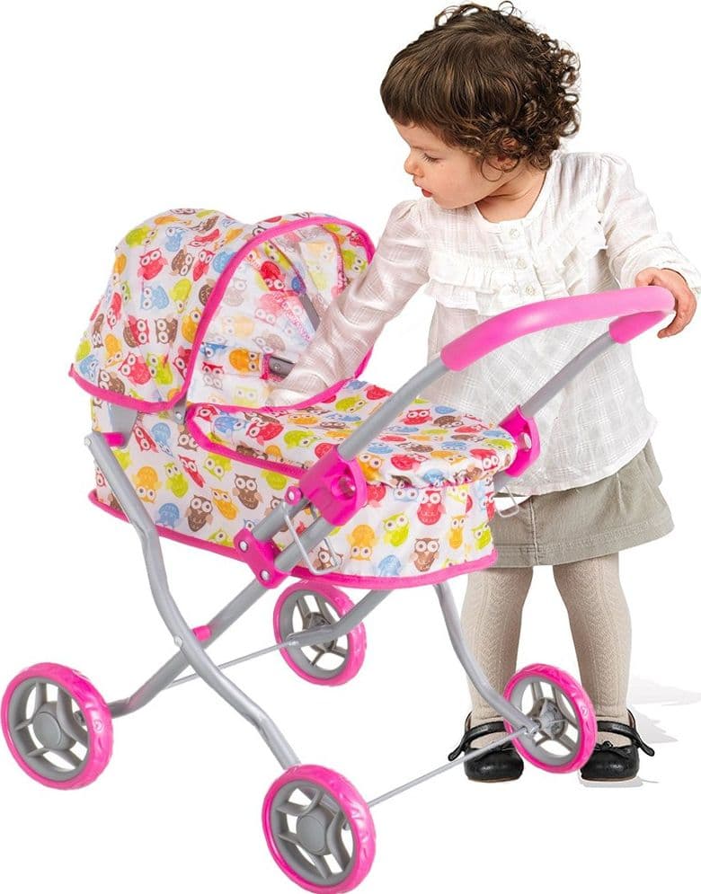 PASSEGGINO CARROZZINA BAMBOLE GIOCATTOLO BAMBINI PIEGHEVOLE CAPPOTTINA E COPERTURA - 2