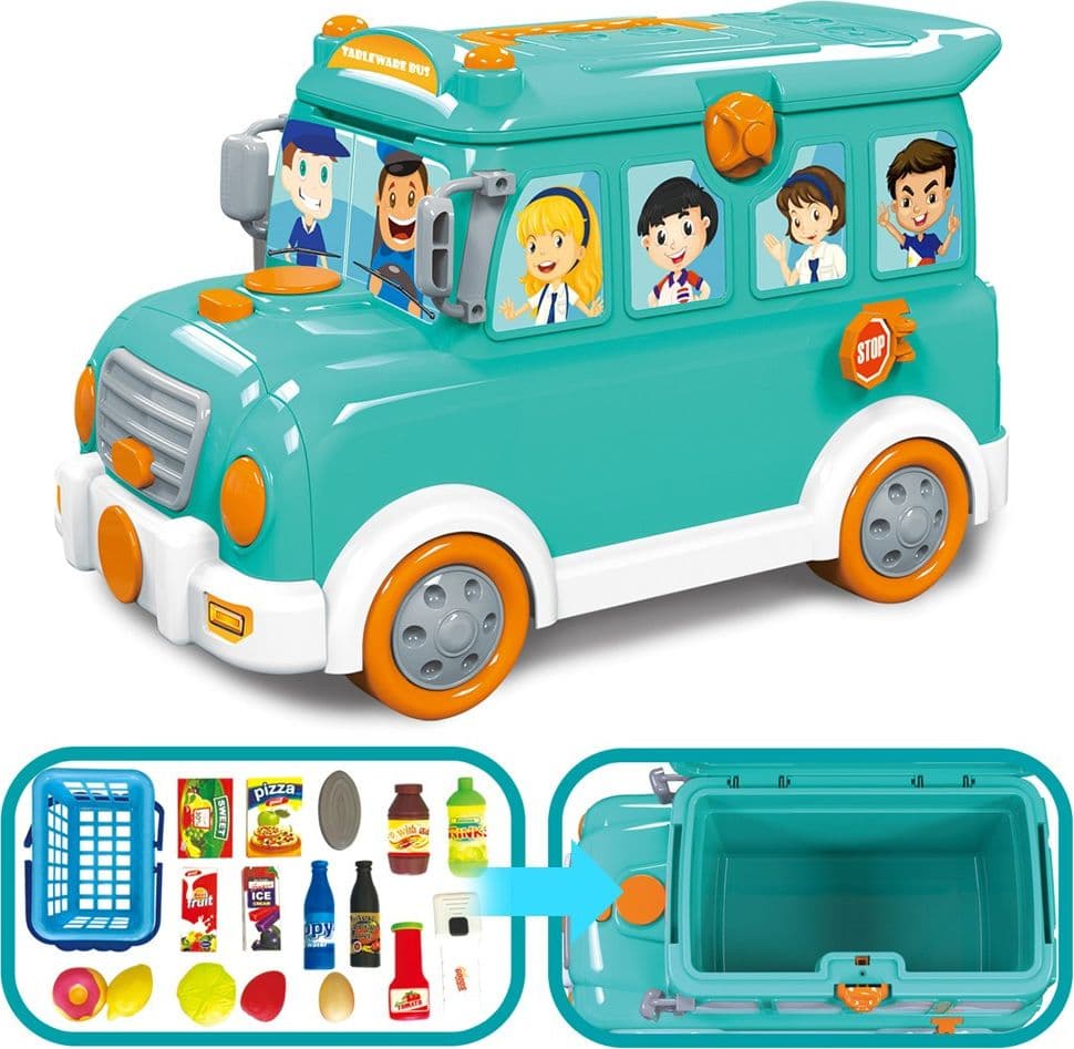 CAVALCABILE TROLLEY SCHOOLBUS SUPERMERCATO GIOCATTOLO BAMBINI 3IN1 LUCI SUONI - 5