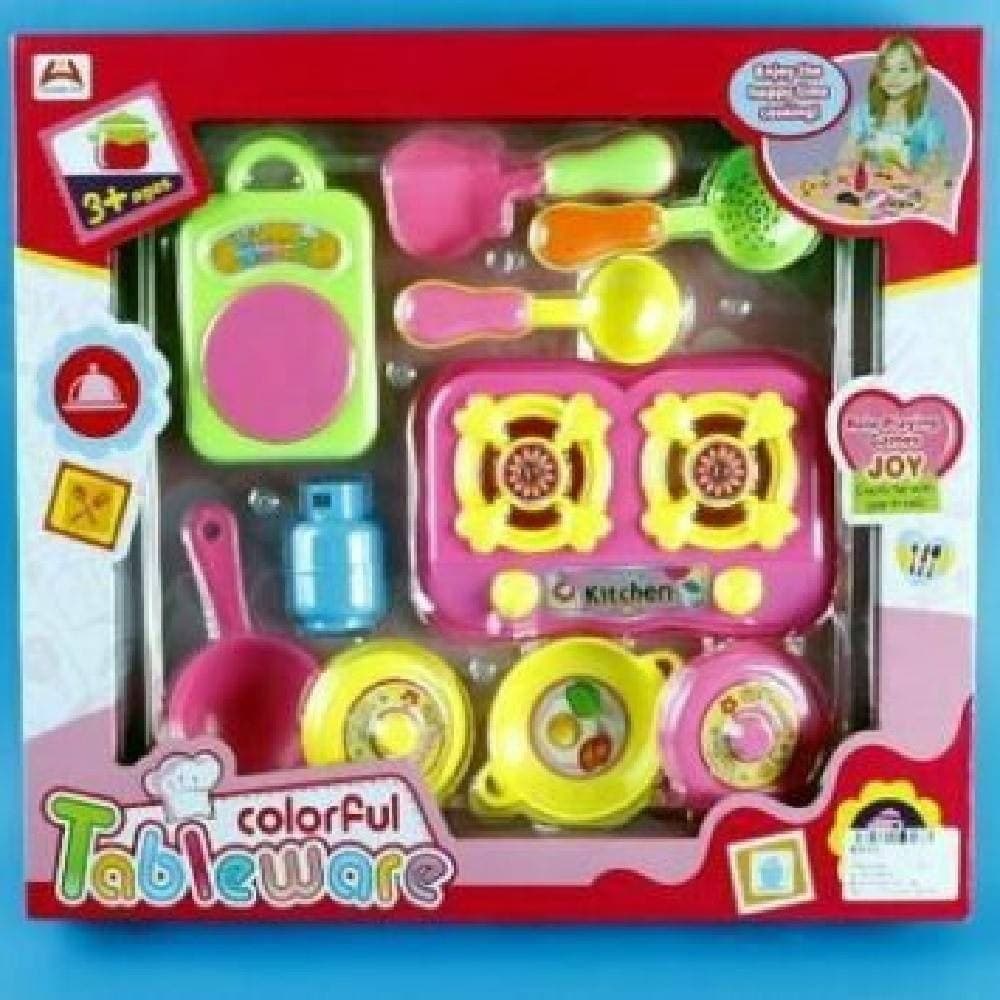 COLORFUL TABLEWARE FORNELLO CON PENTOLINE MESTOLI GIOCATTOLO GIOCO BAMBINA