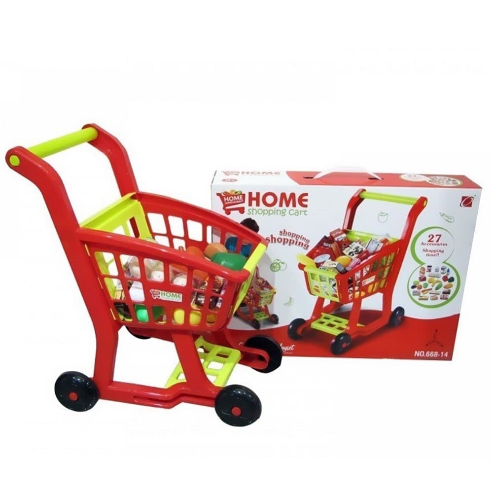 CARRELLO SPESA GIOCATTOLO PER BAMBINI CON ALIMENTI SCATOLAMI 17 ACCESSORI GIOCO