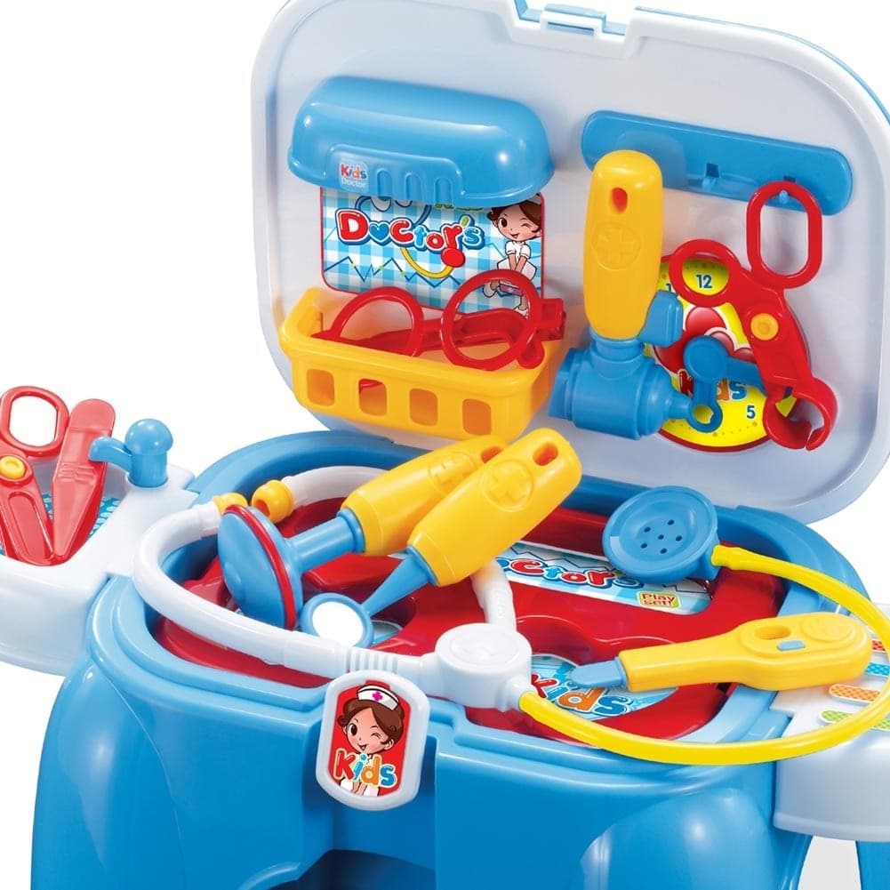 SGABELLO VALIGETTA DOTTORE PER BAMBINI SEDIOLINA PORTATILE CON ACCESSORI MEDICO - 2
