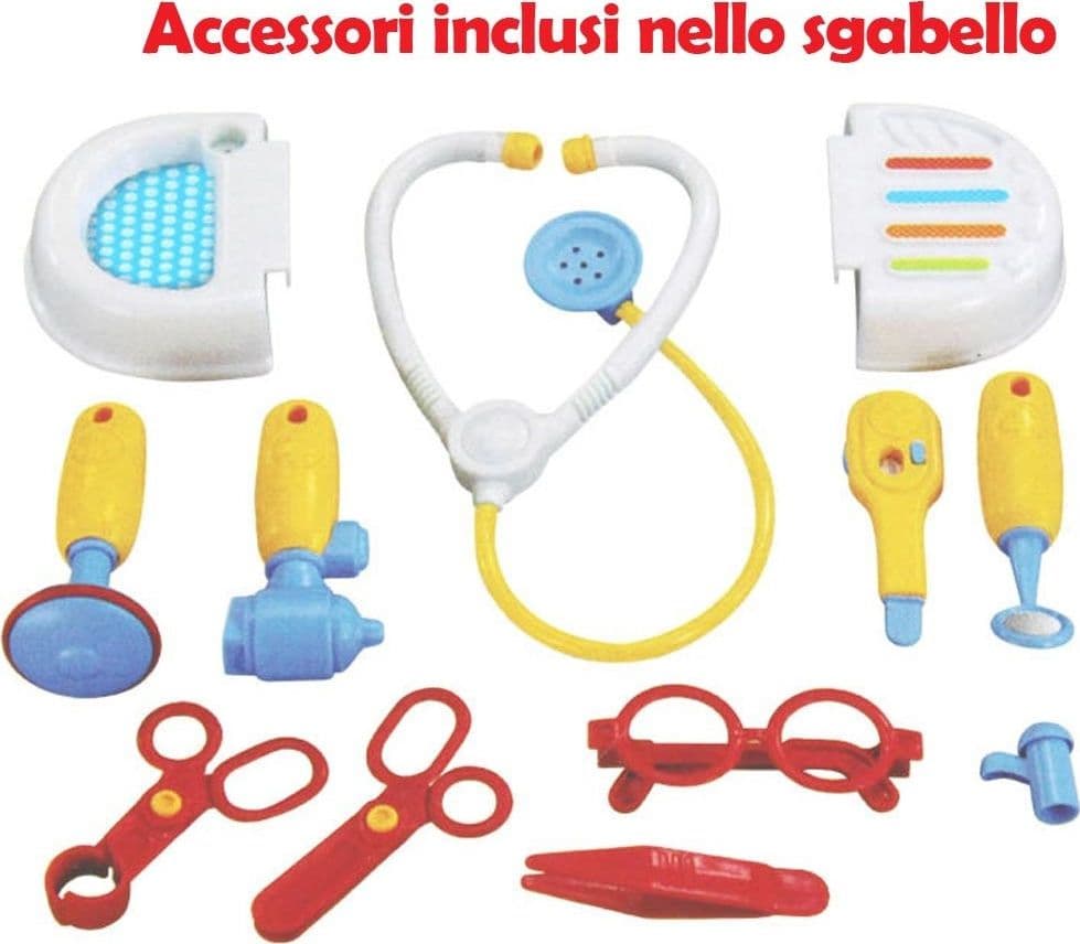 SGABELLO VALIGETTA DOTTORE PER BAMBINI SEDIOLINA PORTATILE CON ACCESSORI MEDICO - 3
