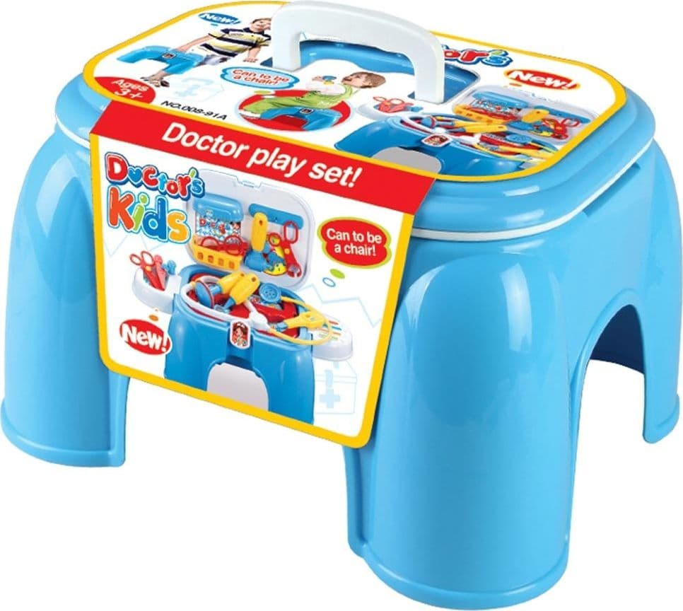 SGABELLO VALIGETTA DOTTORE PER BAMBINI SEDIOLINA PORTATILE CON ACCESSORI MEDICO - 4
