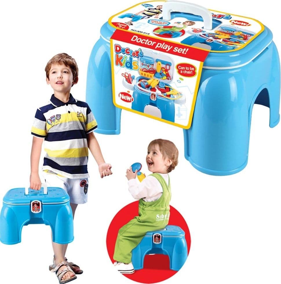 SGABELLO VALIGETTA DOTTORE PER BAMBINI SEDIOLINA PORTATILE CON ACCESSORI MEDICO - 5