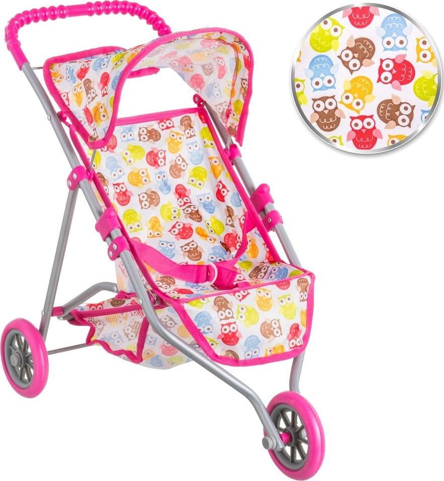 PASSEGGINO CARROZZINA BAMBOLE GIOCATTOLO BAMBINI PIEGHEVOLE CAPPOTTINA E 3 RUOTE - 2