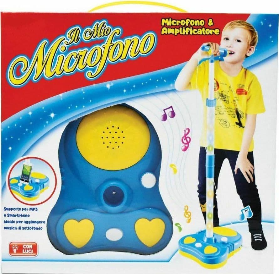 IL MIO MICROFONO CON AMPLIFICATORE SUPPORTO MP3 SMARTPHONE GIOCATTOLO GIOCO BAMBINI