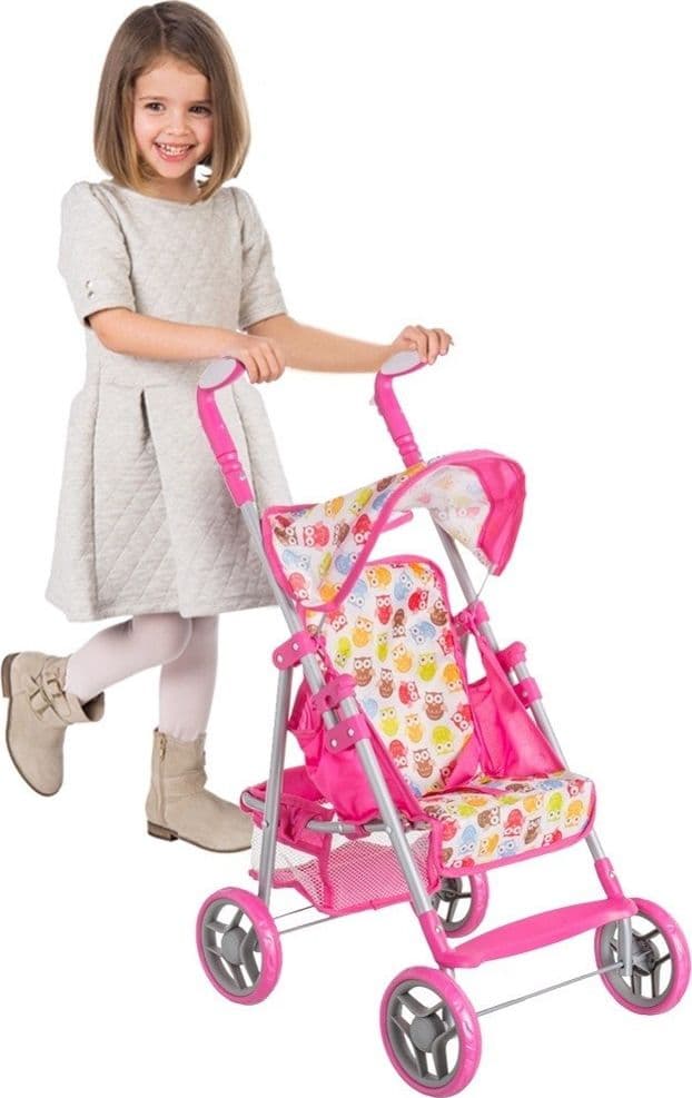 PASSEGGINO CARROZZINA BAMBOLE GIOCATTOLO BAMBINI PIEGHEVOLE CON CAPPOTTINA - 3