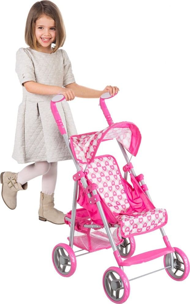 PASSEGGINO CARROZZINA BAMBOLE GIOCATTOLO BAMBINI PIEGHEVOLE CON CAPPOTTINA - 4