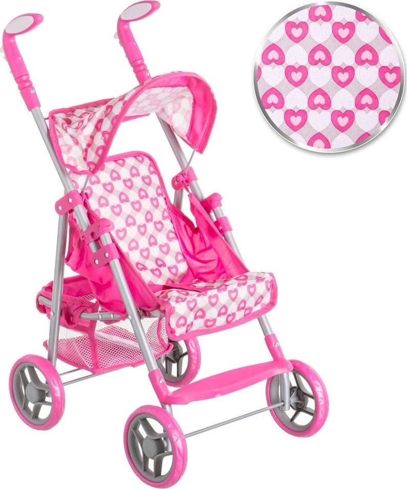 PASSEGGINO CARROZZINA BAMBOLE GIOCATTOLO BAMBINI PIEGHEVOLE CON CAPPOTTINA - 5